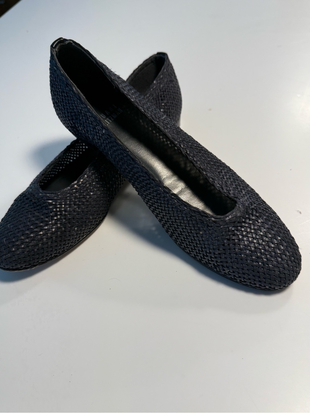 Stuart Weitzman Black Woven Ballet Flats